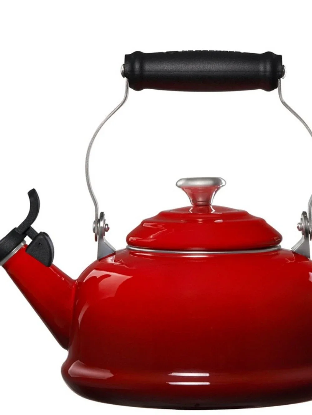 Le Creuset Enamel On Steel 1.7QT Whistling Tea Kettle- Cerise